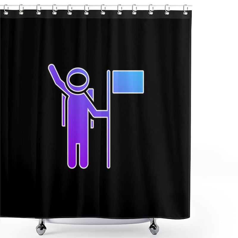 Personality  Astronaut With A Flag Blue Gradient Vector Icon Shower Curtains