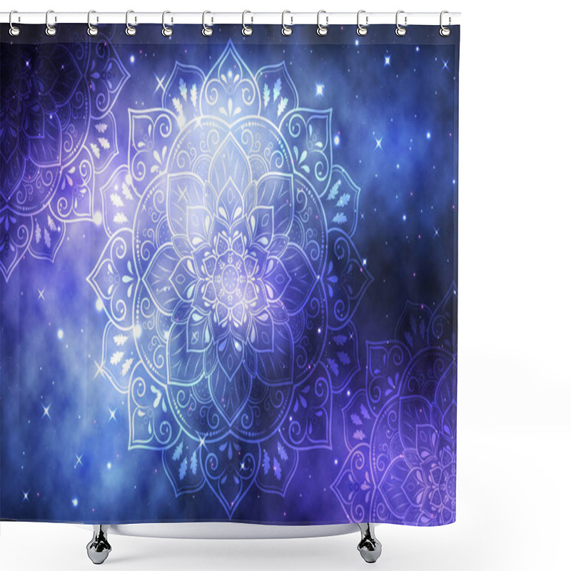 Personality  Circular Flower Mandala With Galaxy Background, Vector Mandala Oriental Pattern, Hand Drawn Decorative Element. Unique Design With Petal Flower. Concept Relax And Meditation Use For Page Logo Shower Curtains