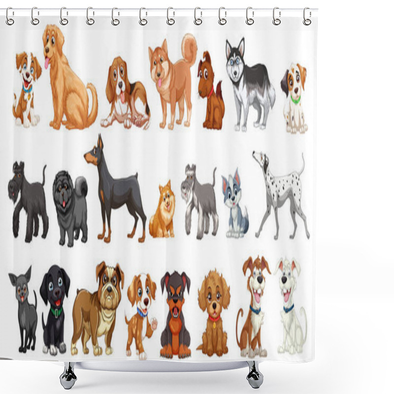 Personality  A Variety Of Cute Cartoon Dogs In Different Poses Shower Curtains