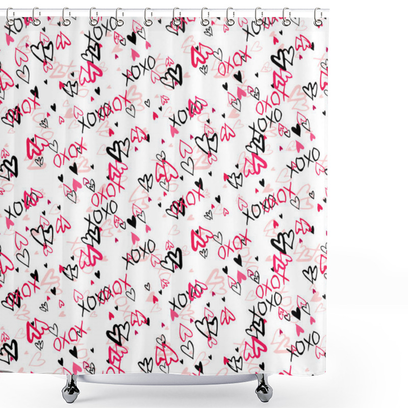 Personality  Pattern With Hand Painted Hearts Shower Curtains