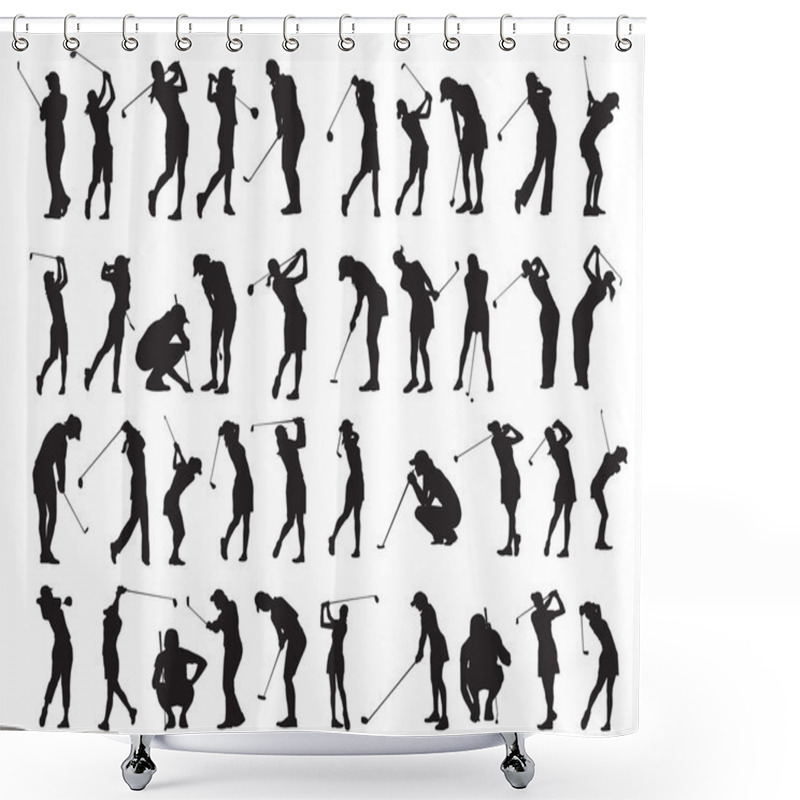 Personality  40 Female Golf Poses Silhouette Shower Curtains