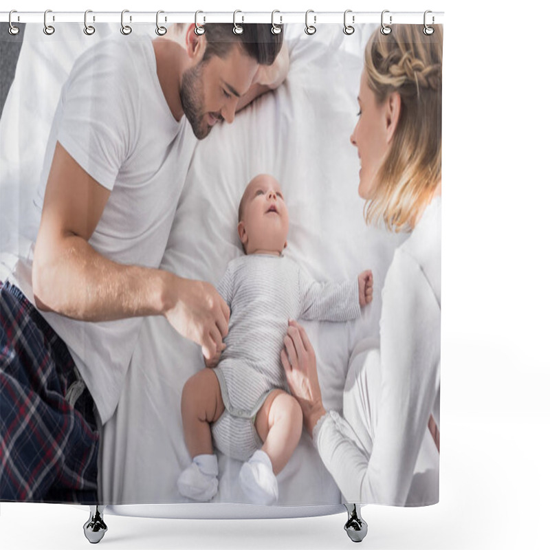 Personality  Parents With Cute Baby Boy Shower Curtains