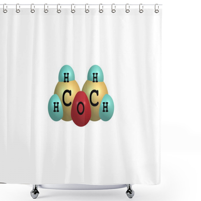 Personality  Dimethyl Ether Molecule Illustration Isolated On White Shower Curtains