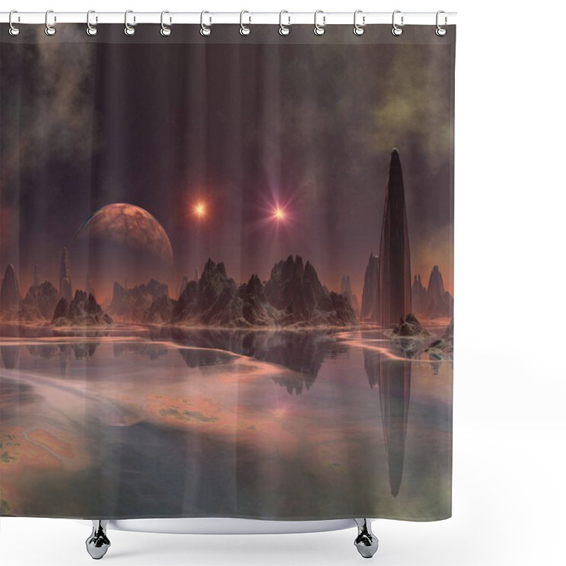 Personality   3D Rendering Of A Fantasy Alien Planet - 3D Illustration Shower Curtains