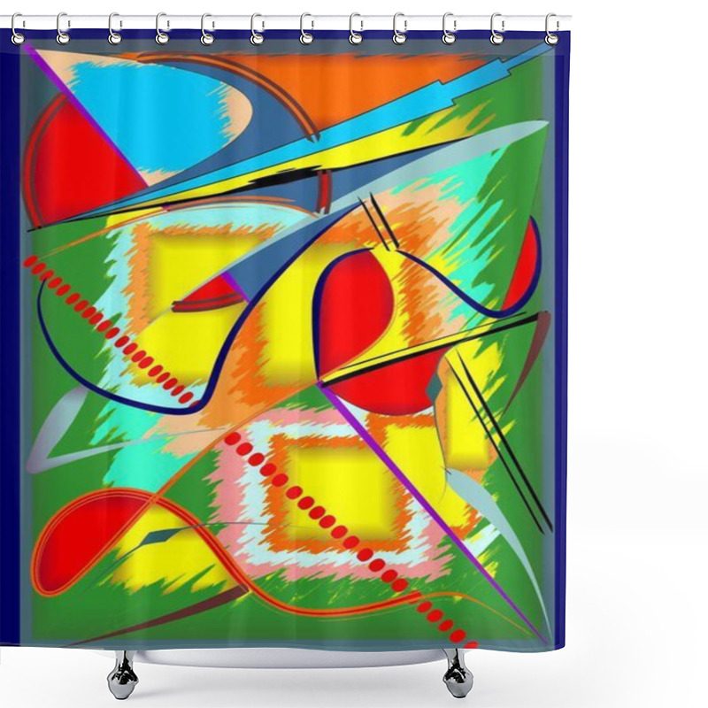 Personality  Abstract Green Background , Fancy  Curved Shapes Shower Curtains