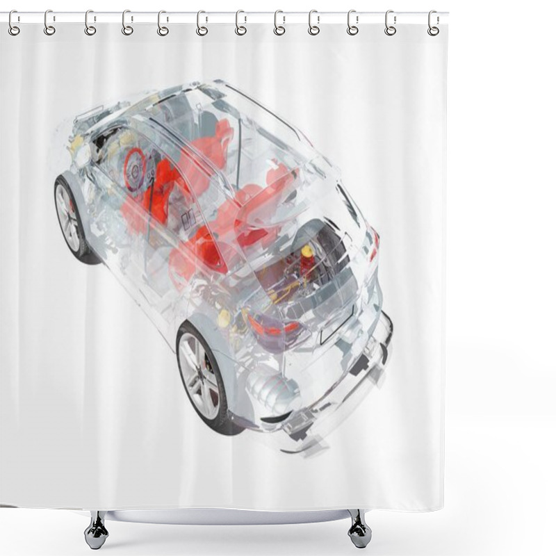 Personality  Model Cars On A White Background.3d Render Shower Curtains