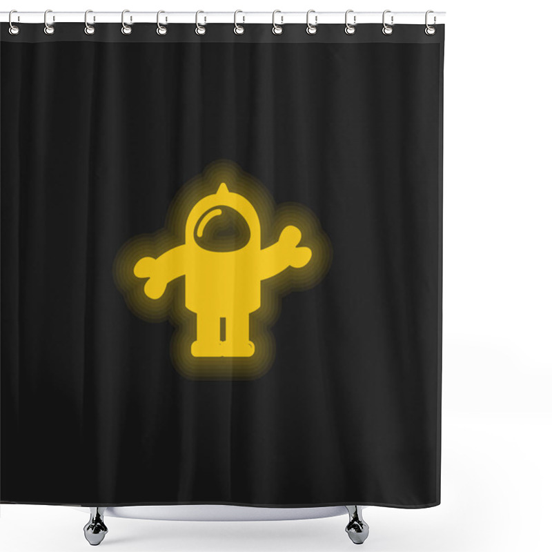 Personality  Astronaut Suit Yellow Glowing Neon Icon Shower Curtains