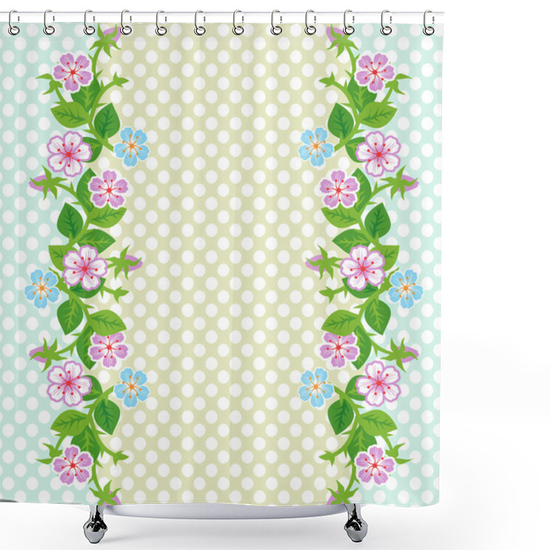 Personality  Vector Background With Floral Border Shower Curtains