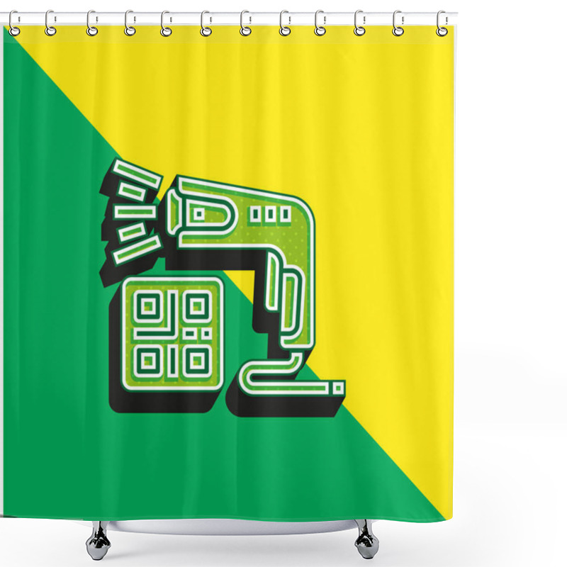 Personality  Barcode Scanner Green And Yellow Modern 3d Vector Icon Logo Shower Curtains