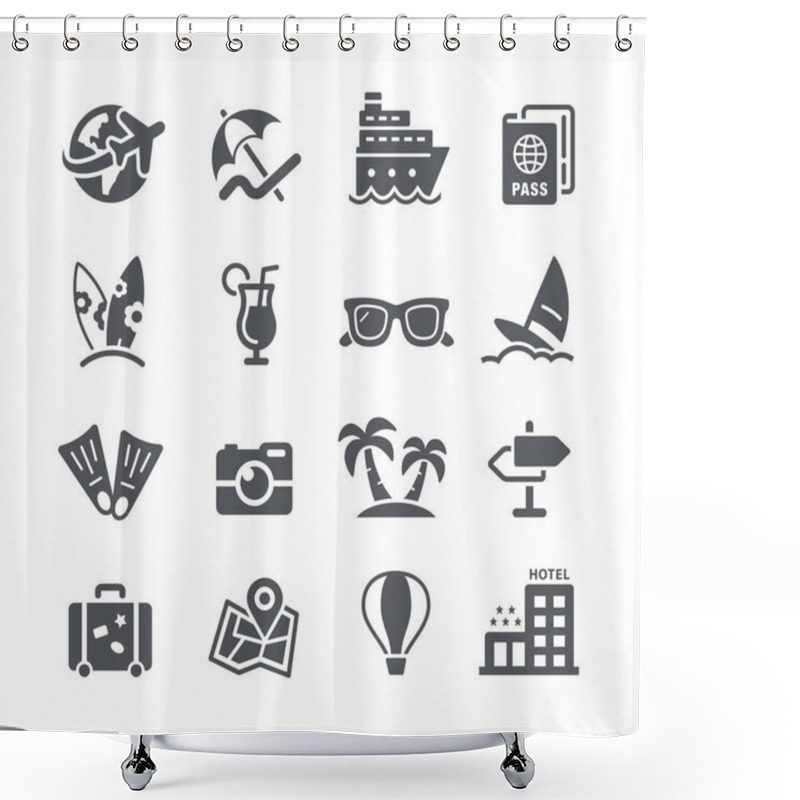 Personality  Summer Vacations Icon Set -- Utility Series Shower Curtains