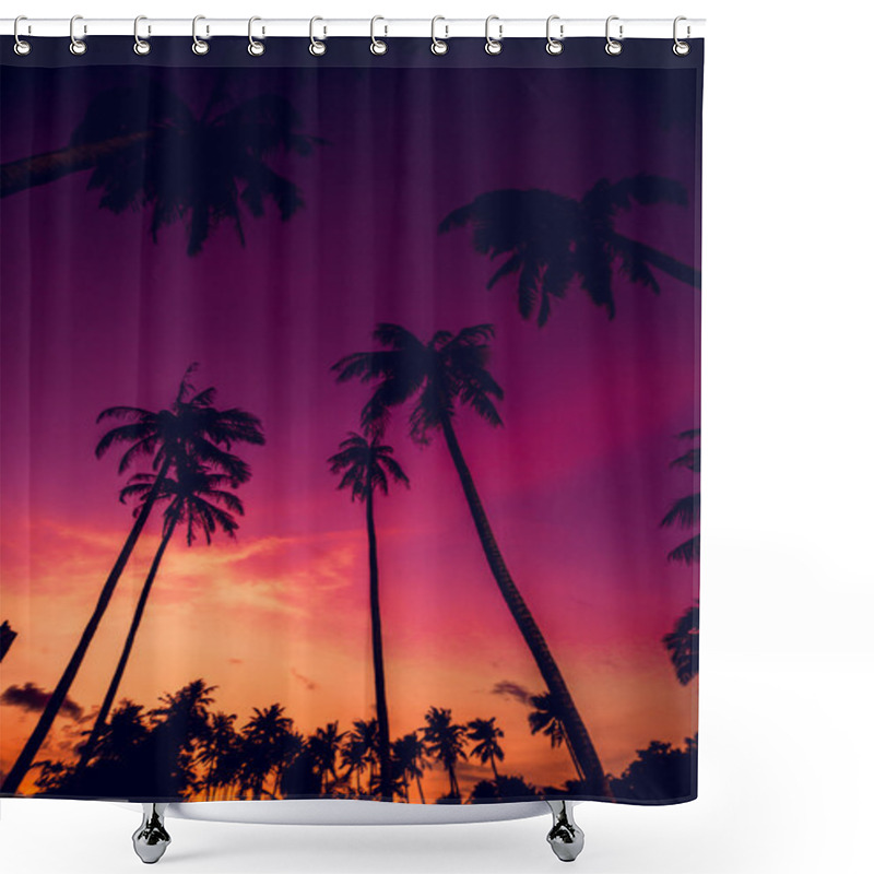 Personality  Tropical Palm Trees On Beach Shower Curtains