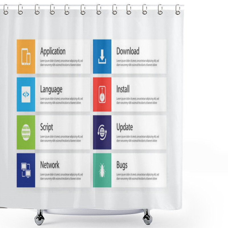 Personality  Software Engineering Infographic Icon Set Shower Curtains