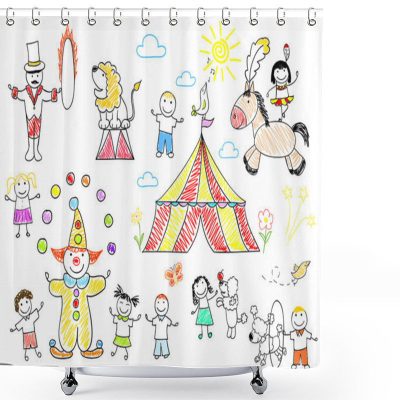 Personality  Happy Children In Circus Shower Curtains