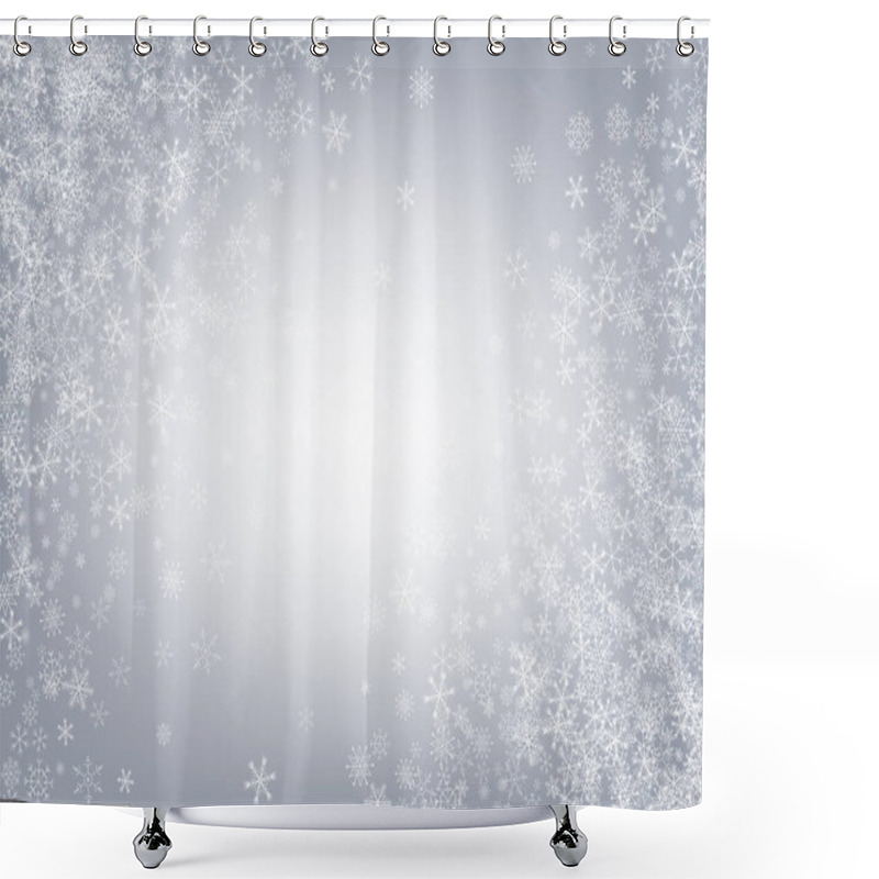 Personality  White Snowflake Vector Gray Background. Light  Shower Curtains