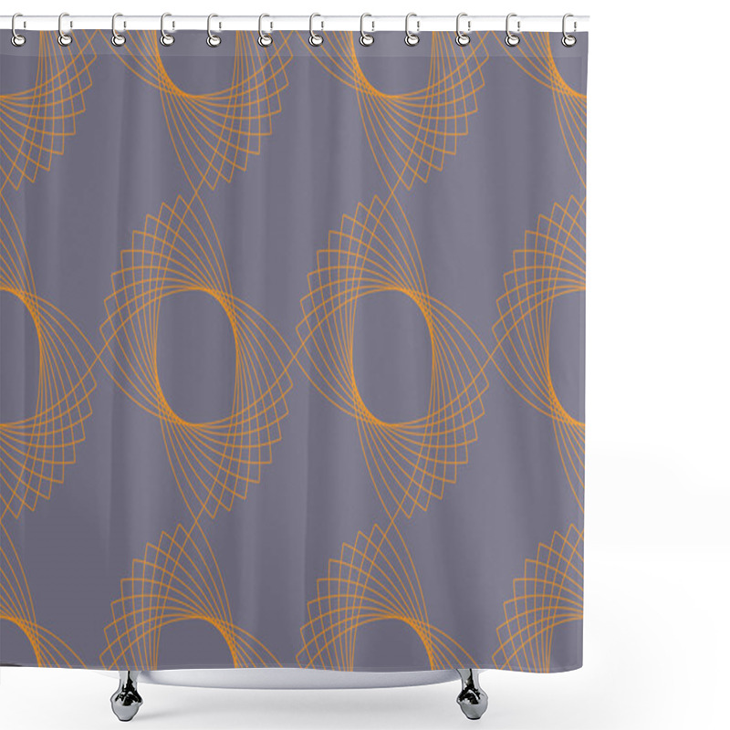 Personality  Seamless, Abstract Background Pattern Made With Repeated Eye Shaped Geometric Forms. Decorative And Modern Vector Art In Yellow And Blue Colors. Shower Curtains