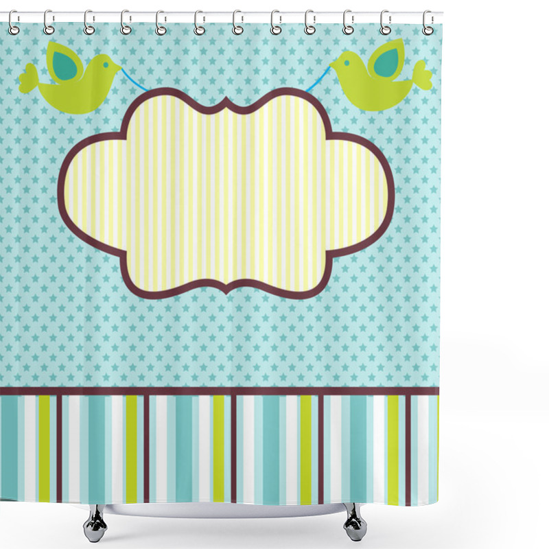 Personality  Vector Frame With Birds. Shower Curtains