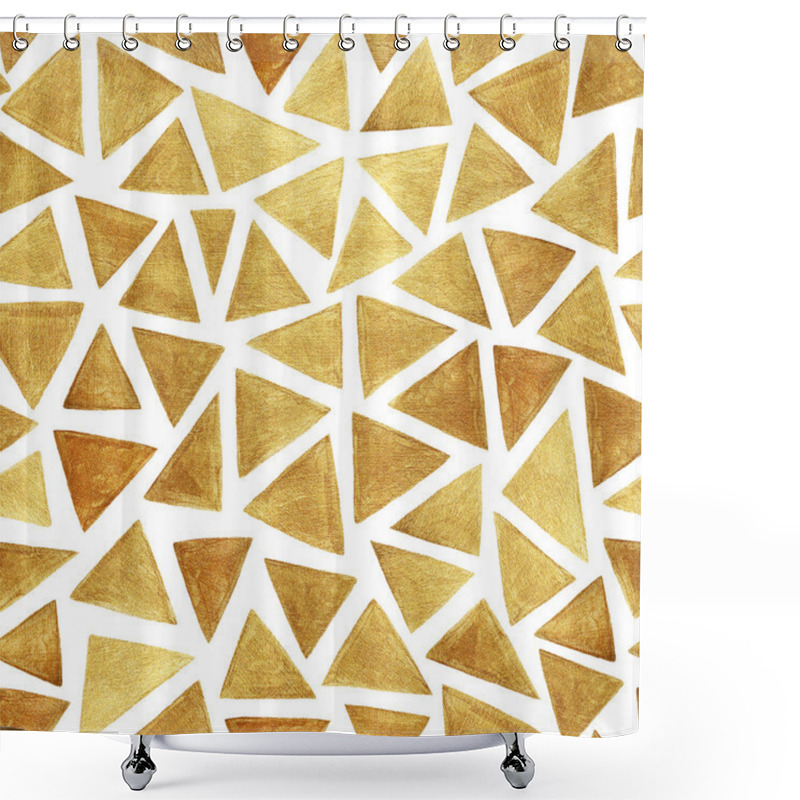 Personality    Hand Drawn Gold Triangles.  Shower Curtains