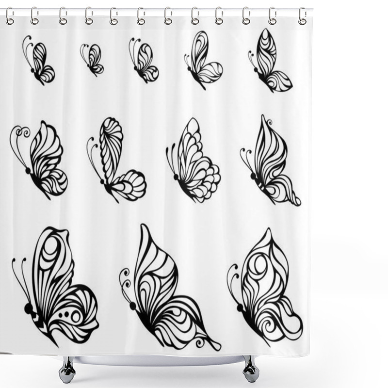 Personality  Vector Set Of Butterflies.  Shower Curtains