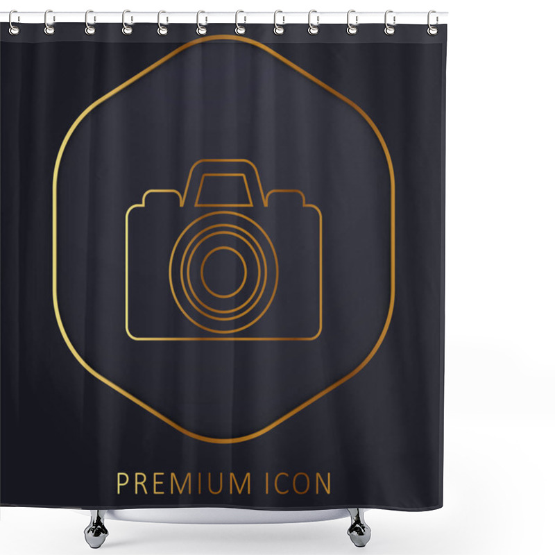 Personality  Black Camera Golden Line Premium Logo Or Icon Shower Curtains