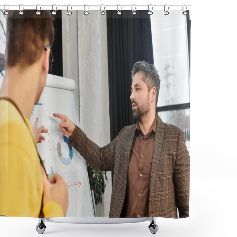 Personality  New Team Members Gather For An Informative Onboarding Presentation In A Stylish Office Space. Shower Curtains