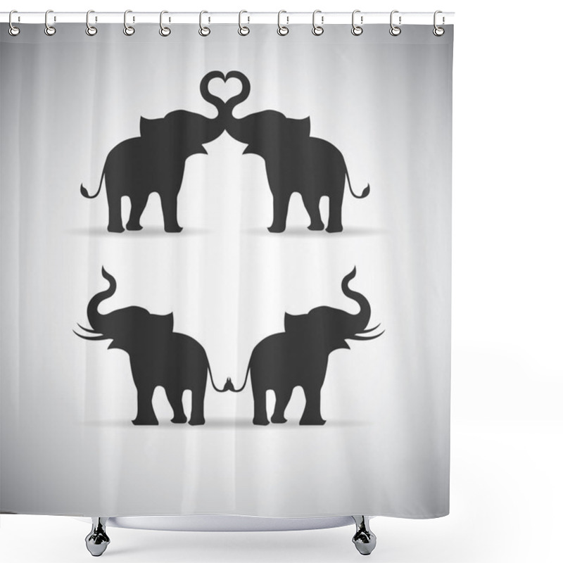 Personality  Silhouette Lovers An Elephant Shower Curtains