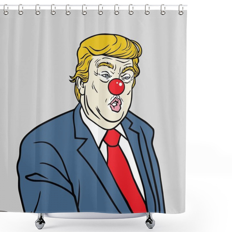 Personality  Donald Trump Wearing Red Nose Vector Cartoon Caricature Portrait Shower Curtains