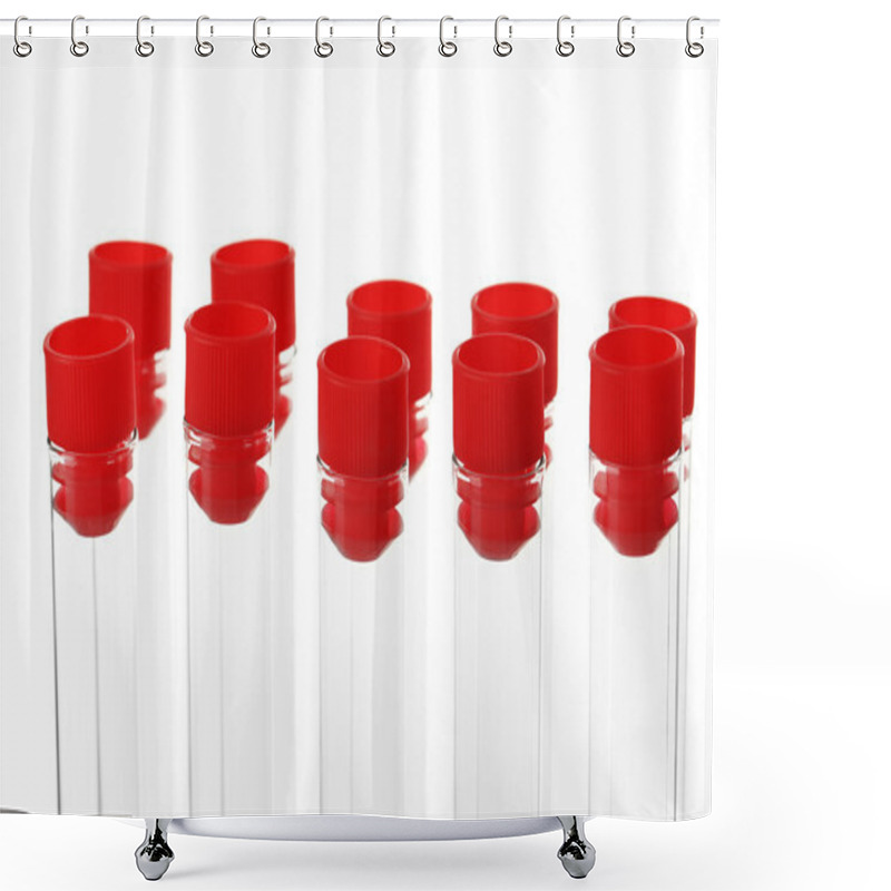 Personality  Test Tubes Isolated On White Shower Curtains