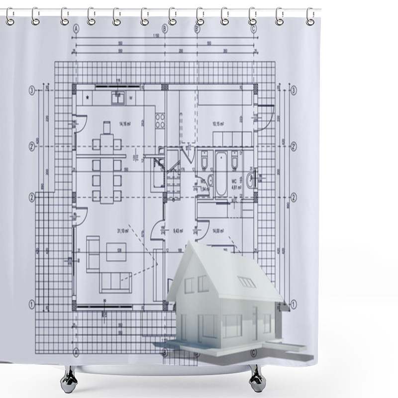 Personality  Architectural Floor Plan Shower Curtains