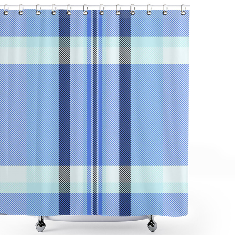 Personality  Stylish Blue And Pale Aqua Diagonal Plaid Pattern. Perfect For Textile Design, Fashion, Website Backgrounds, And Packaging.  Clean, Modern, And Versatile Design. Shower Curtains