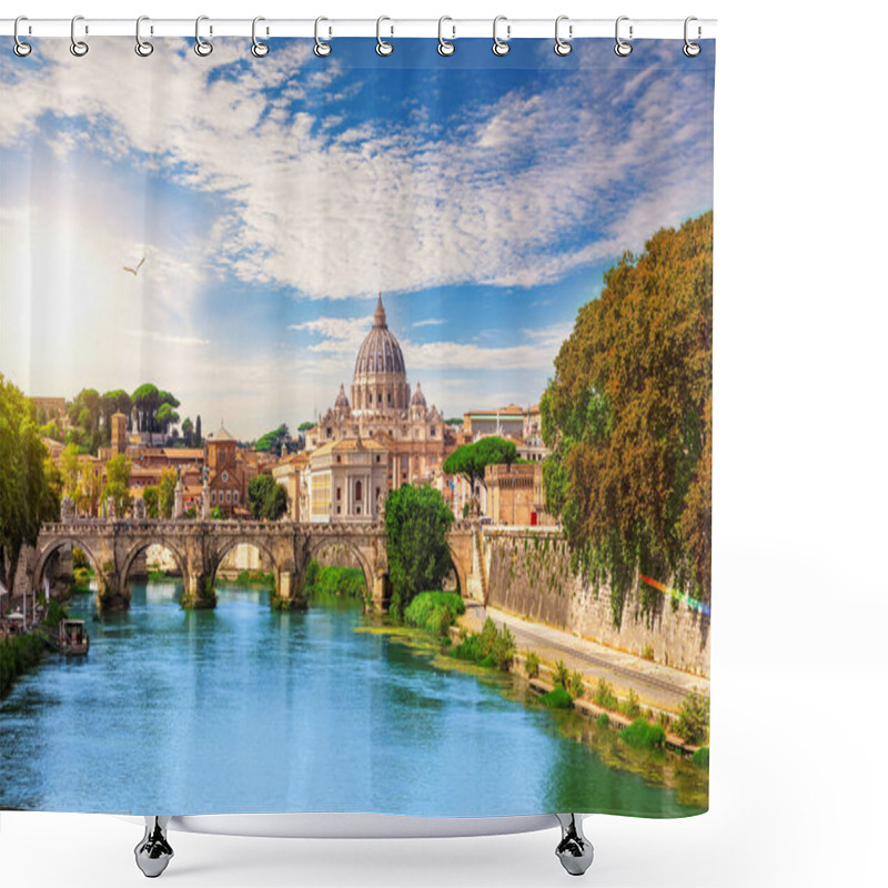 Personality  St Peters Cathedral Behind The Aelian Bridge, Rome, Italy. Shower Curtains