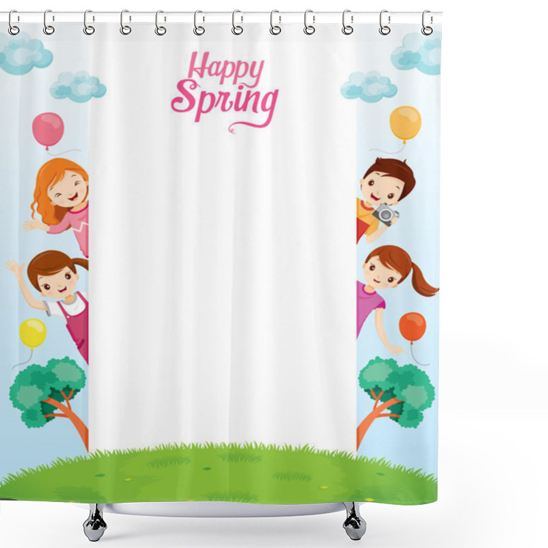 Personality  Children Relaxing On Frame Shower Curtains