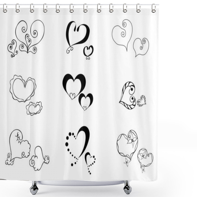 Personality  Hearts Silhouette Shower Curtains