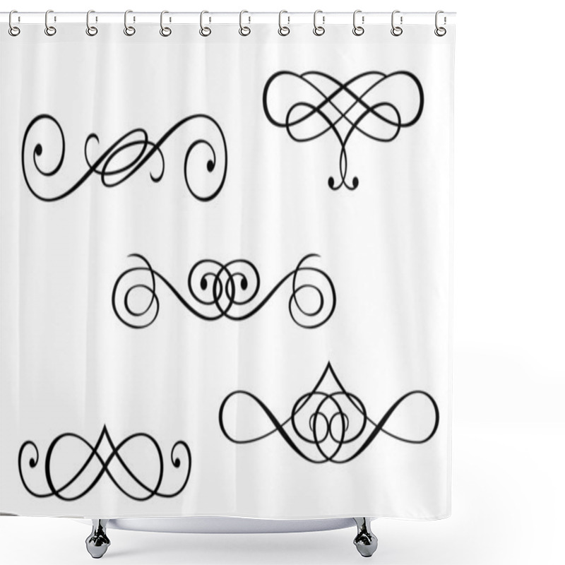 Personality  Design Elements And Monograms Isolated On White Shower Curtains