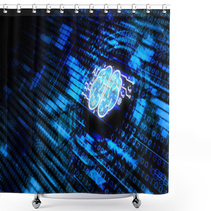 Personality  AI, Artificial Intelligence, Intelligent Ai Brian, Sentient, Conscious, Generative Ai, Internet Technology Concept. Shower Curtains