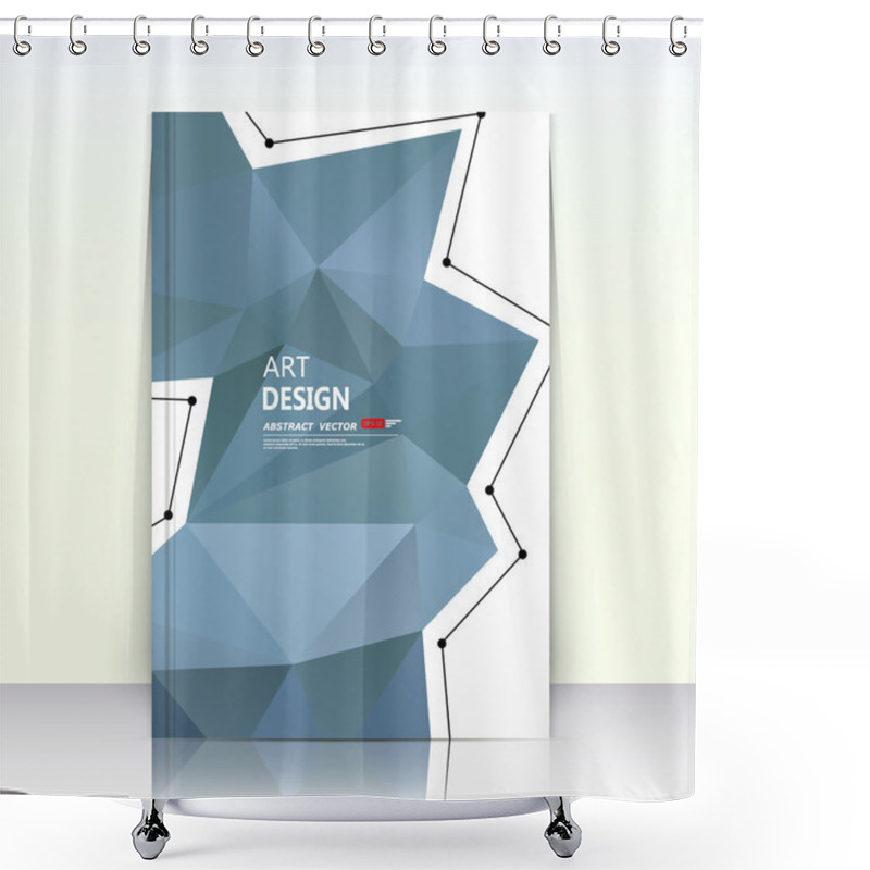 Personality  Abstract Composition, Blue Polygonal Triangle Part Construction, Text Frame Surface, White A4 Brochure Title Sheet, Creative Figure Icon, Logo Sign, Firm Banner Form, Flier Fashion, EPS10 Illustration Shower Curtains