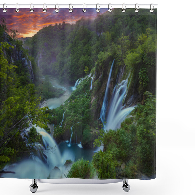 Personality  Fairytale, Misty Morning Over Waterfalls In Plitvice Park, Croatia Shower Curtains