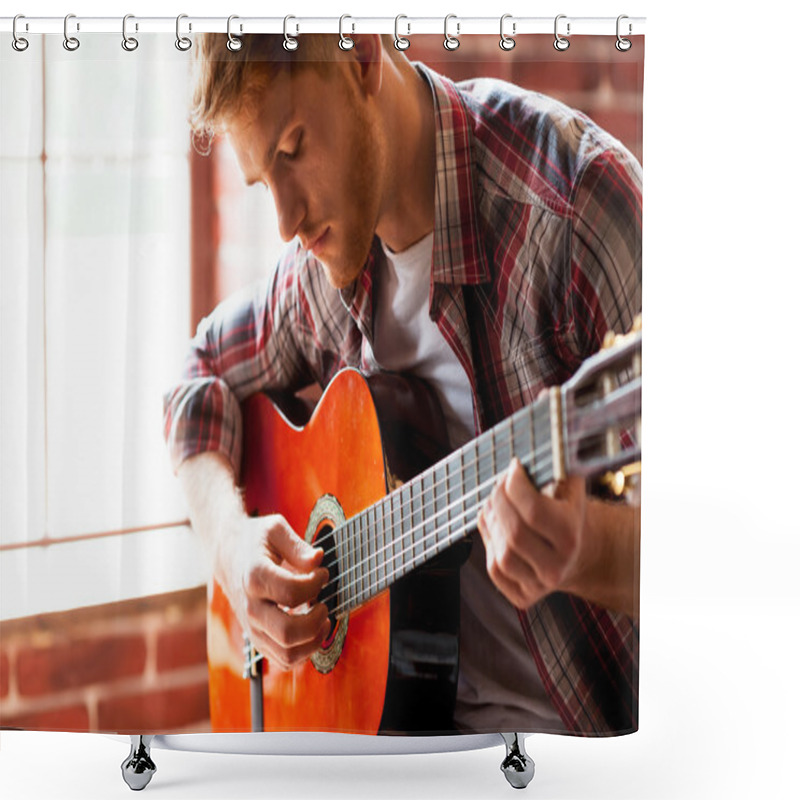 Personality  Handsome Man Playing Guitar. Shower Curtains