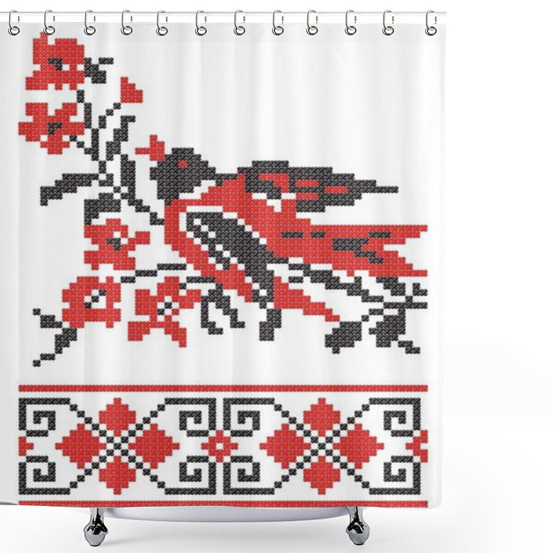 Personality  Embroidery Slavic Cross Pattern Shower Curtains