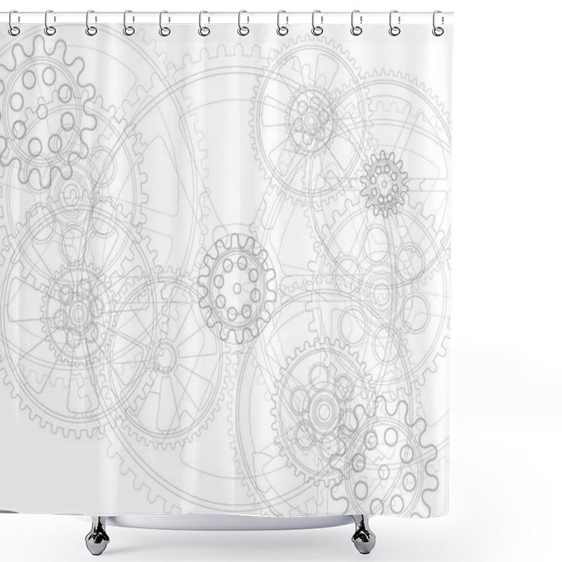 Personality  Drawing Gears On A White Background, Vector Illustration Clip-art Shower Curtains