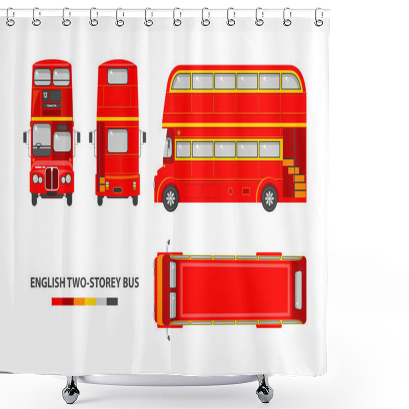 Personality  English Red Double Decker Bus Shower Curtains