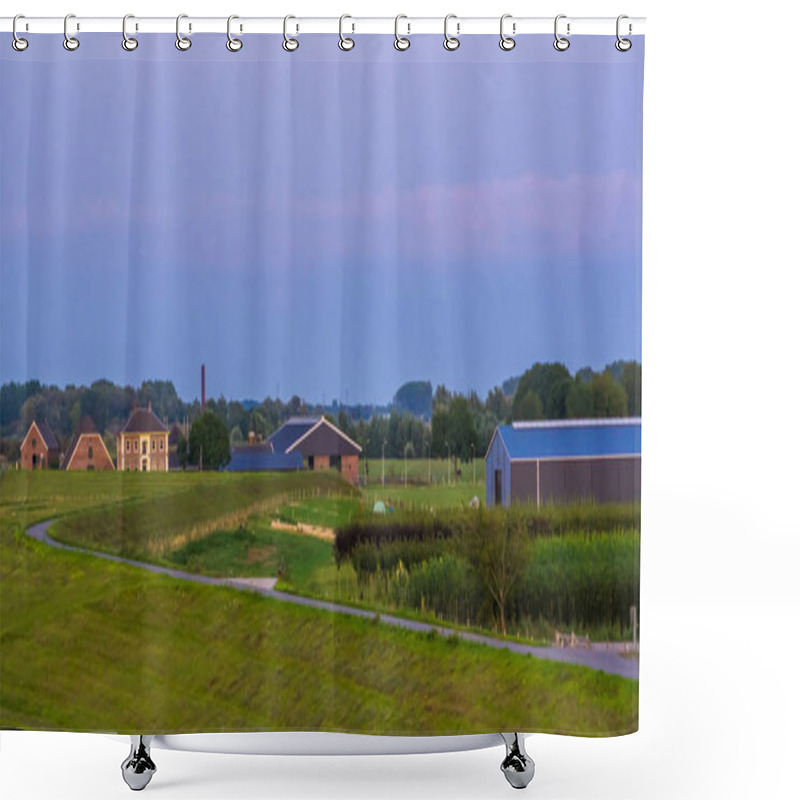 Personality  Rural Landscape With Buildings In Rhenen, Dutch Farmlands, The Netherlands Shower Curtains