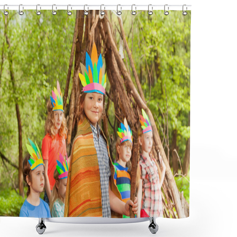 Personality  Kids Playing Indians Shower Curtains