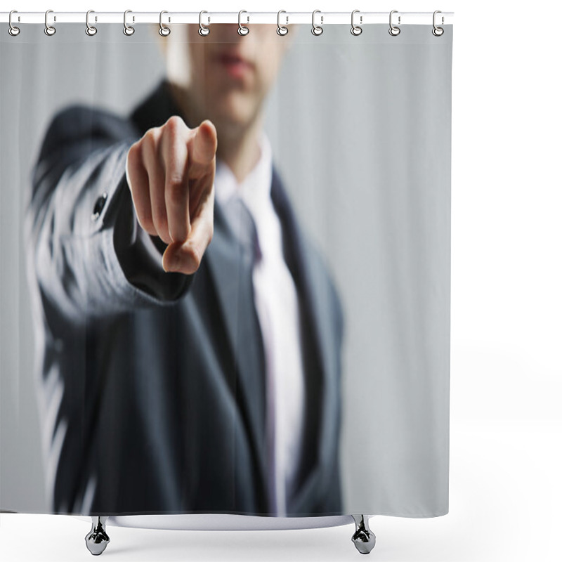 Personality  Businessman Hand Pointing Out At You Shower Curtains