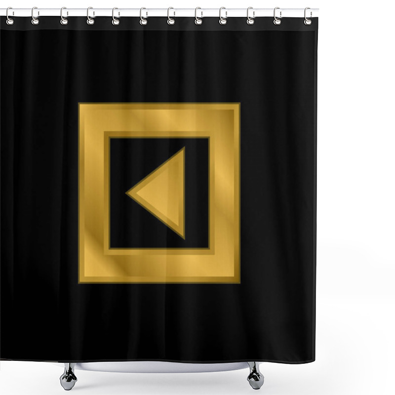 Personality  Back Arrow Triangle In Gross Square Button Gold Plated Metalic Icon Or Logo Vector Shower Curtains