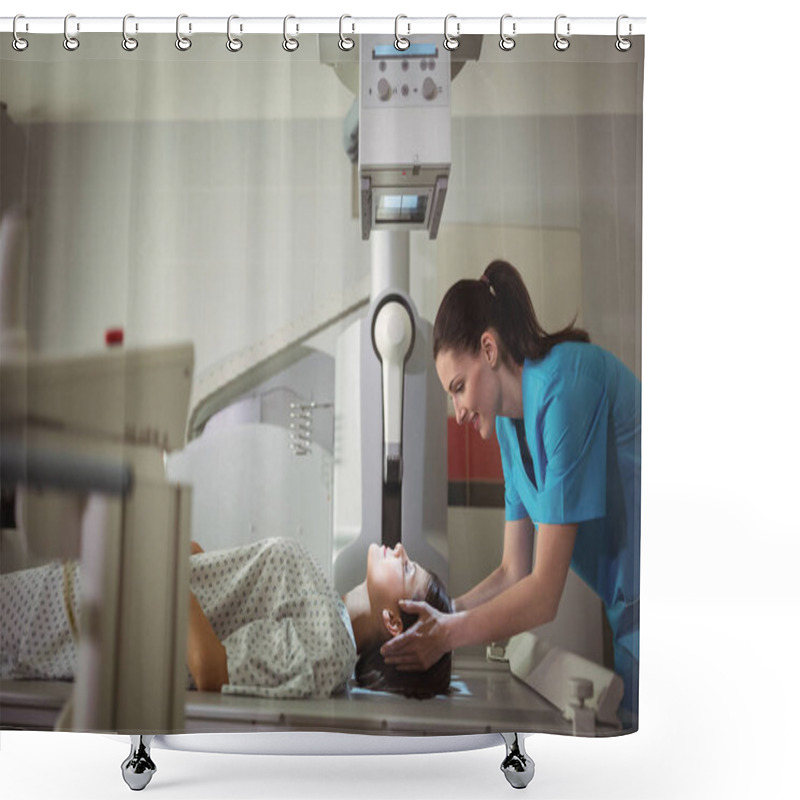 Personality  Female Patient Undergoing An X-ray Test Shower Curtains