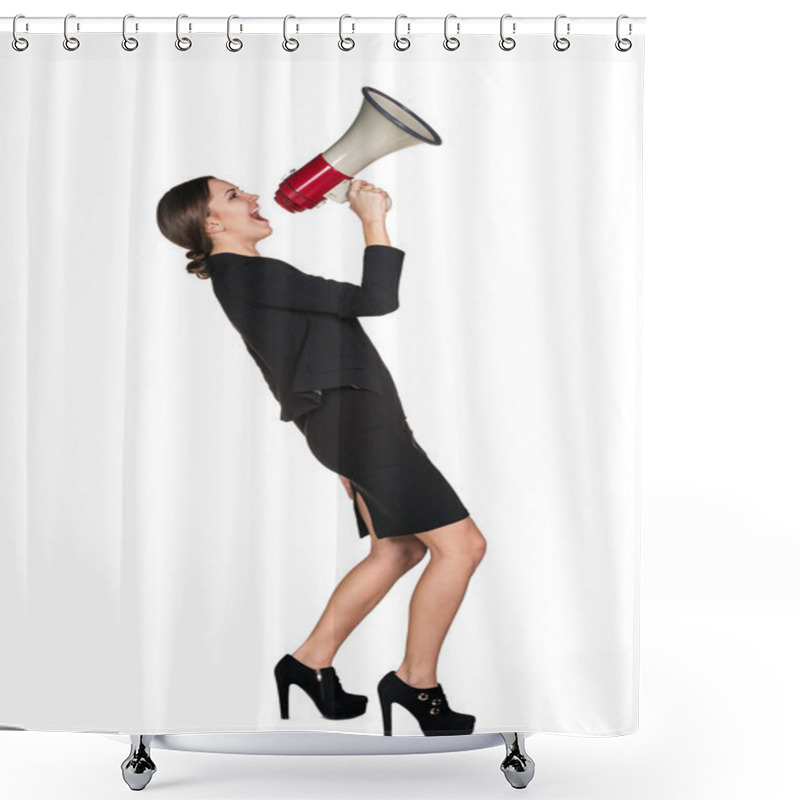 Personality  Business Woman With Megaphone Shower Curtains