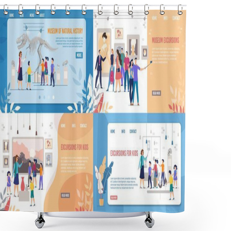 Personality  Art And Natural Museum Excursion Landing Page Set Shower Curtains