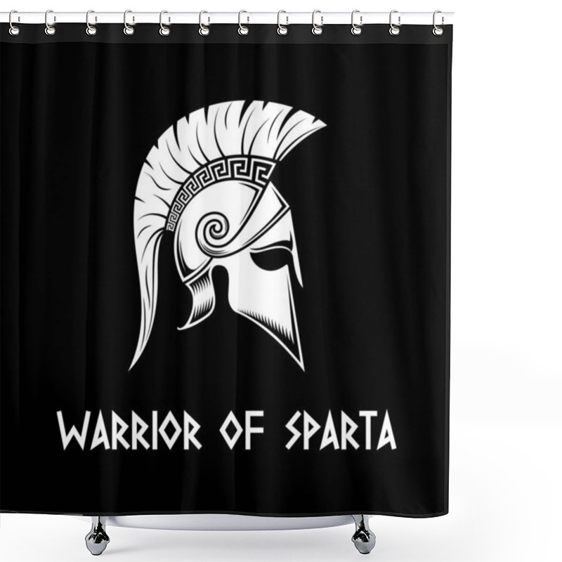 Personality  Spartan Helmet On A Black Background. Shower Curtains