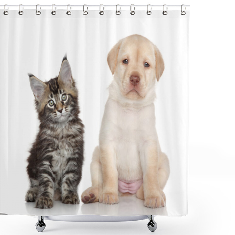 Personality  Kitten And Puppy Shower Curtains