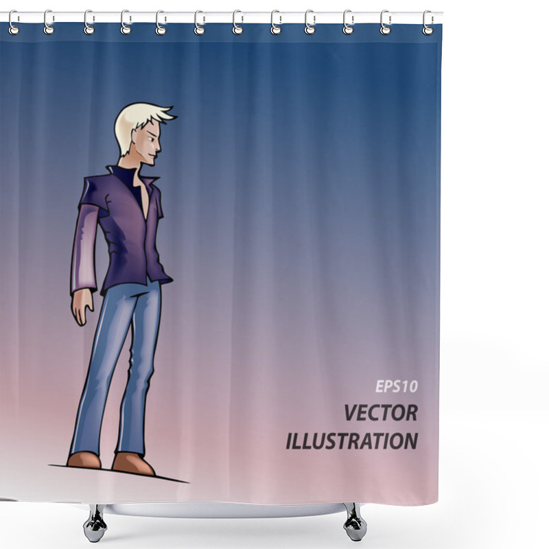 Personality  Vector Illustration Of A Blond Man. Shower Curtains